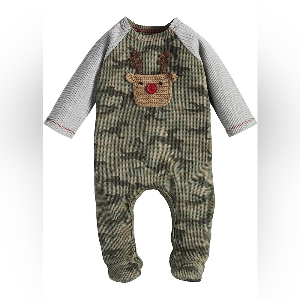 NWT Mud Pie Camo Reindeer sleeper onesie